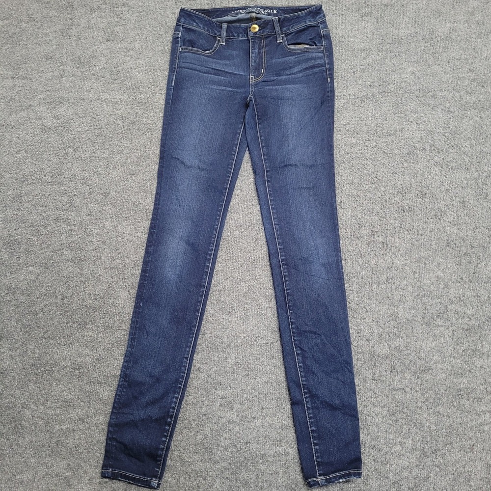 American Eagle Jeans Womens Size 4 X-Long Dark Wash Super Stretch Skinny Jegging